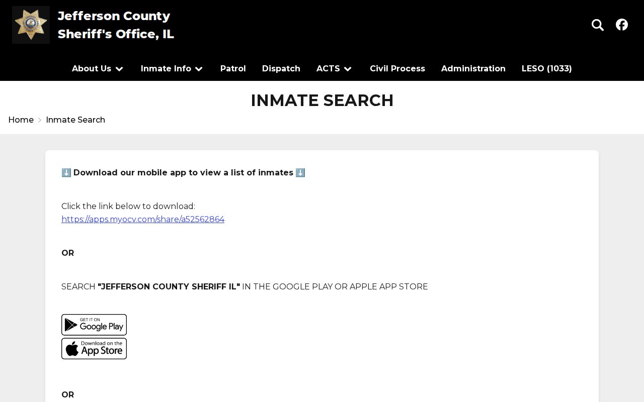 Jefferson County released inmate search on the official Sheriff page