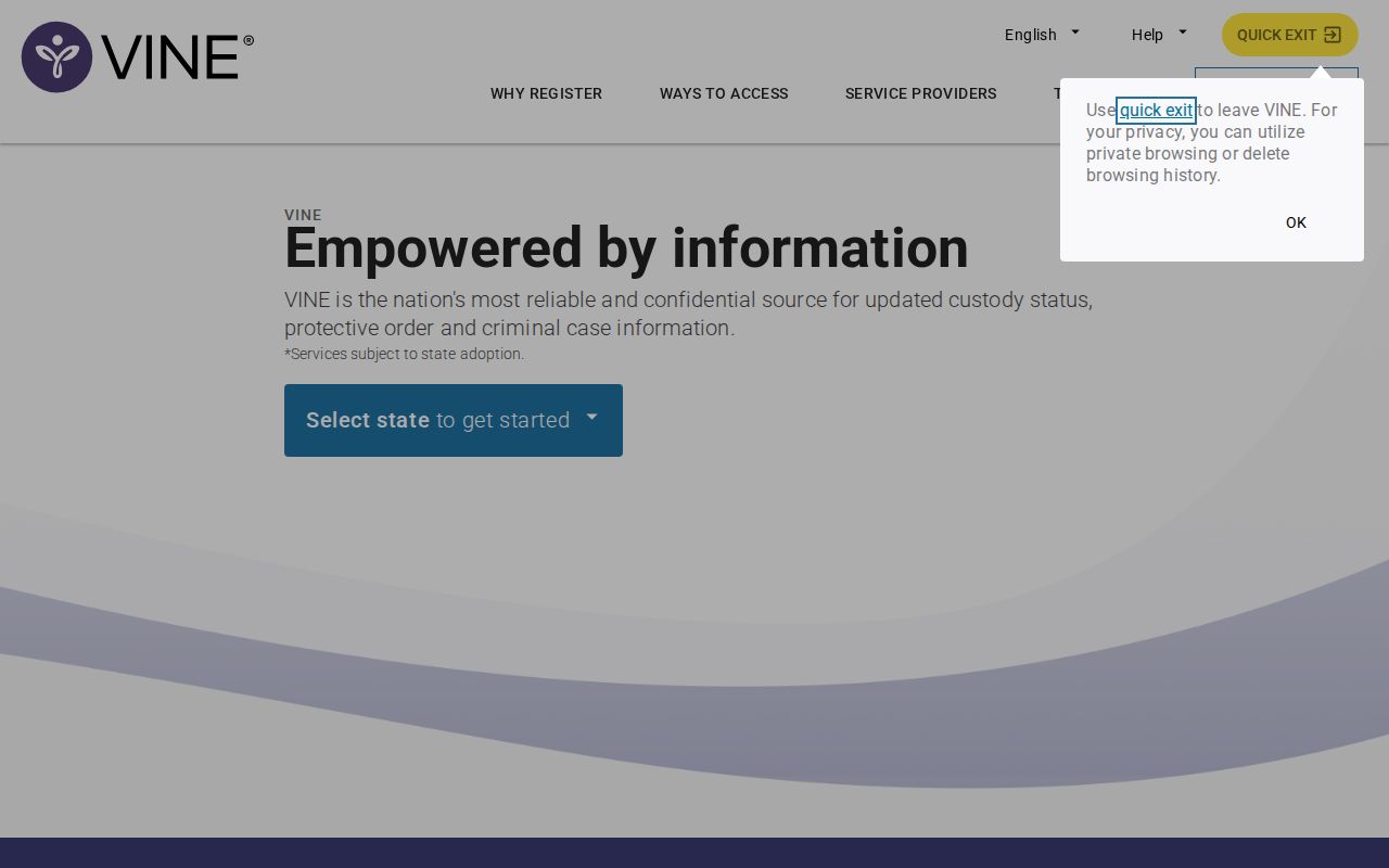 Jefferson County VINELink release check search screen
